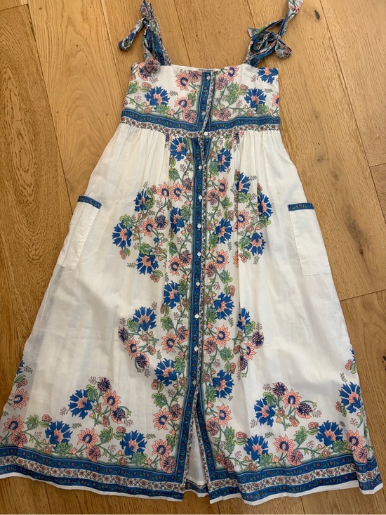 Juliet Dunn Dresses & Skirts - Juliet Dunn White Midi Dress with Blue and Pink Floral Print
